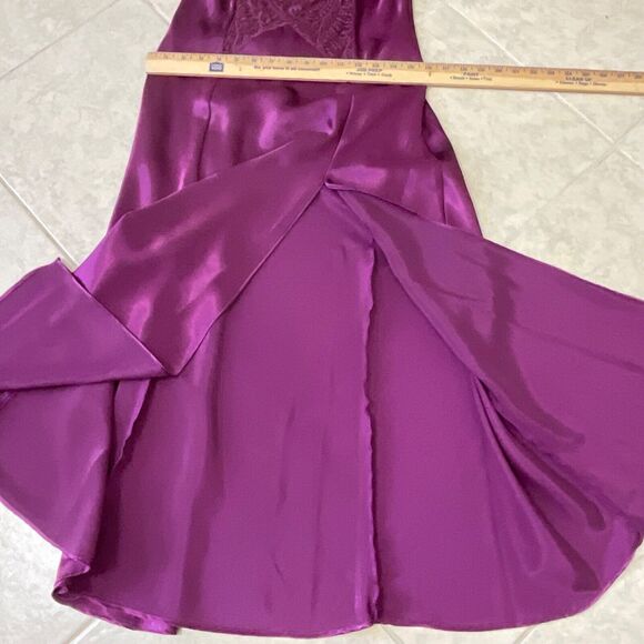 VTG Gold Label Victoria Secret Maxi Satin Liquid lace slip Dress S Purple Fairy - Picture 12 of 12